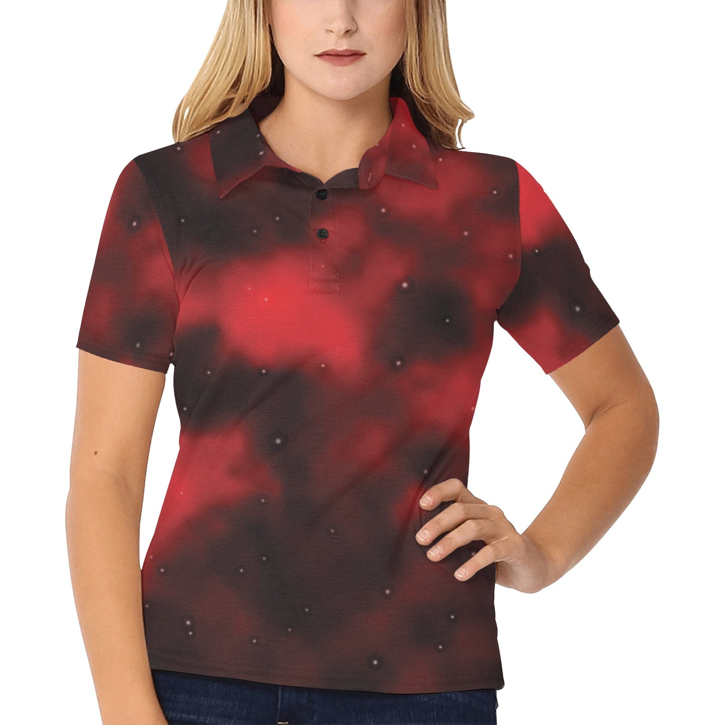Nebula Pattern Print Design A03 Women's Polo Shirt