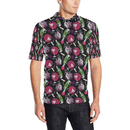 Wine Print Design LKS307 Men Polo Shirt