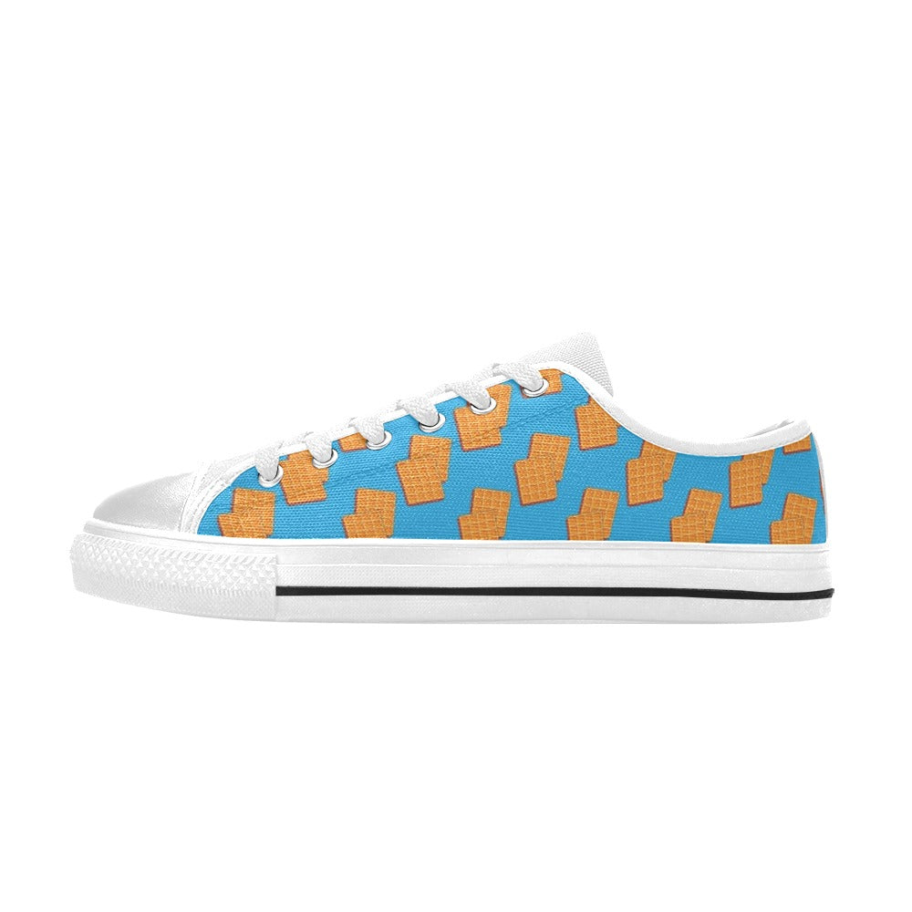 Waffle Print Design LKS304 Women's White Low Top Shoes