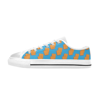 Waffle Print Design LKS304 Women's White Low Top Shoes
