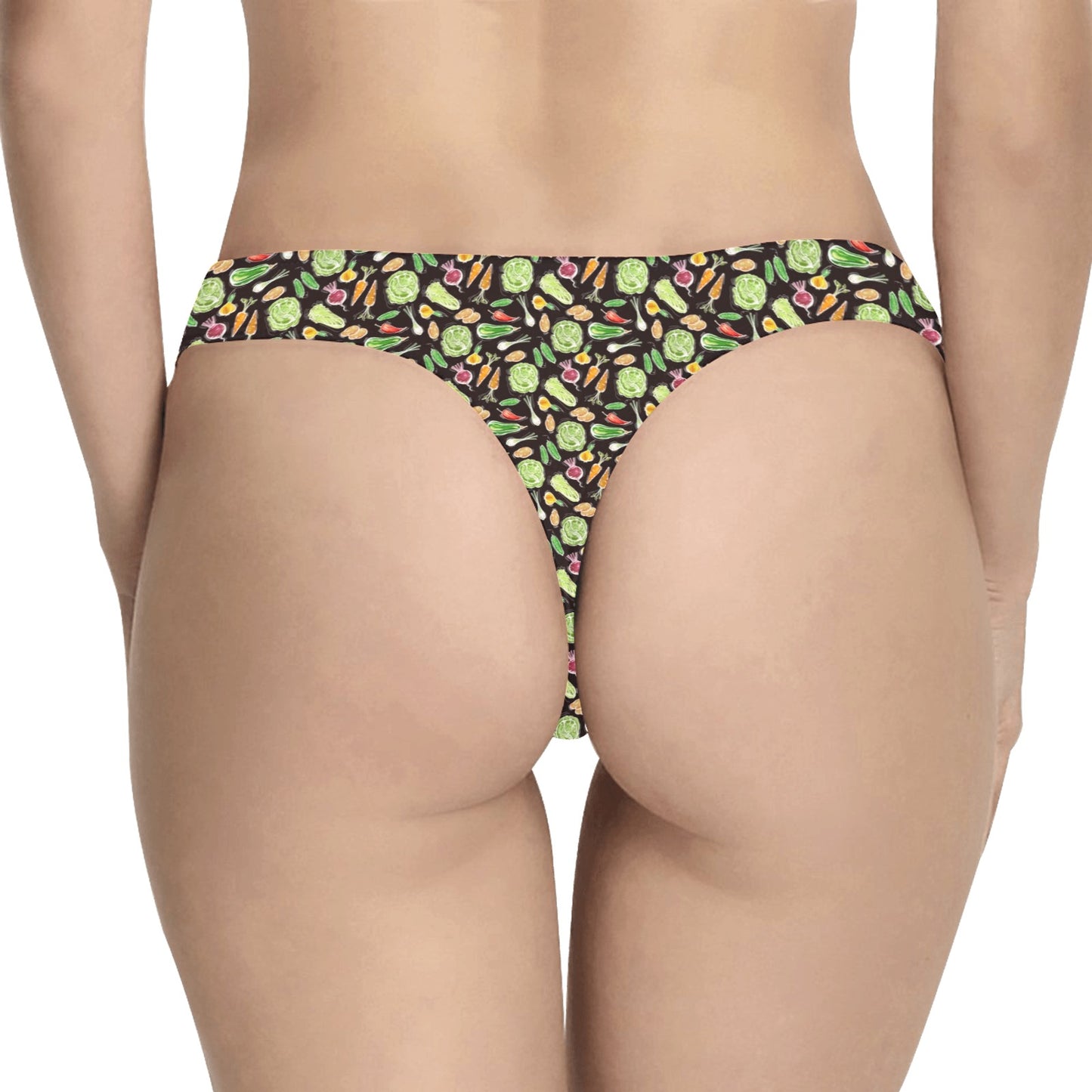Vegan Draw Themed Design Print Women's Thongs