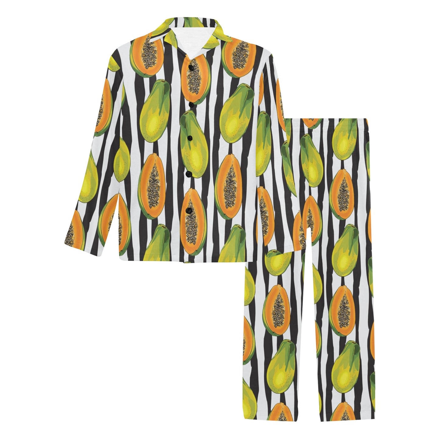 Papaya Pattern Print Design PP01 Men's Long Pajama Set