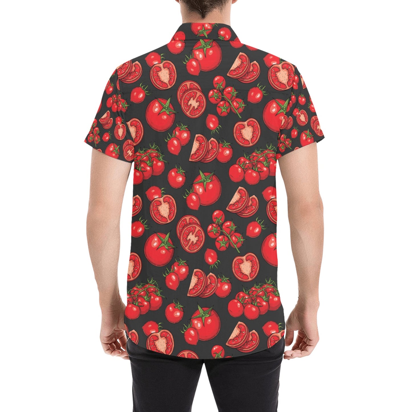 Tomato Print Design LKS303 Men Short Sleeve Button Up Shirt
