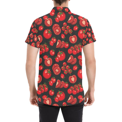 Tomato Print Design LKS303 Men Short Sleeve Button Up Shirt
