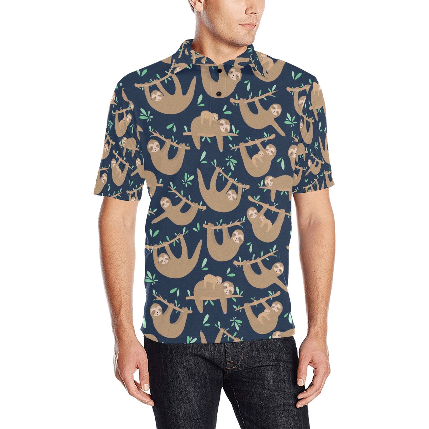 Sloth Print Design LKS307 Men Polo Shirt