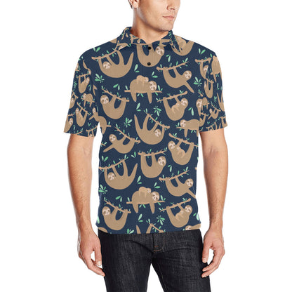 Sloth Print Design LKS307 Men Polo Shirt
