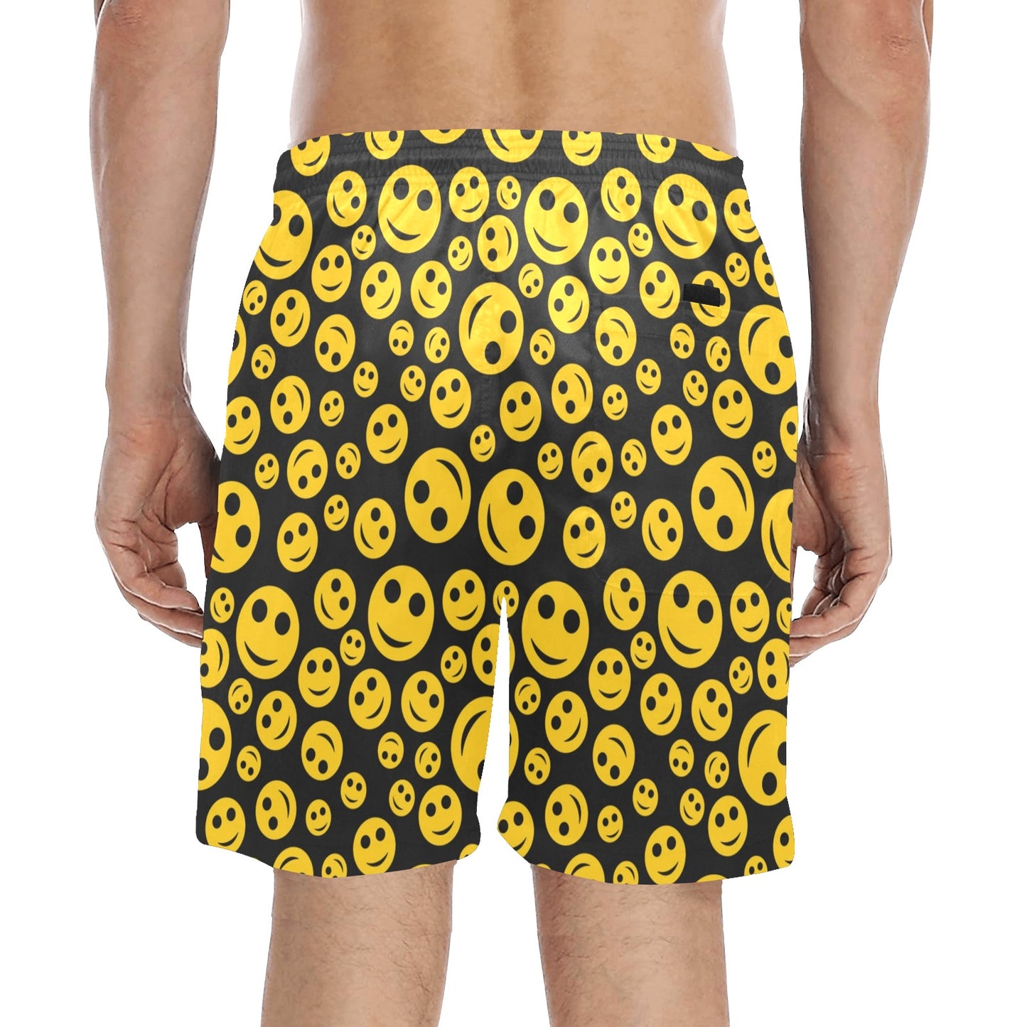 Smiley Face Emoji Print Design LKS304 Men's Swim Trunks Beach Shorts