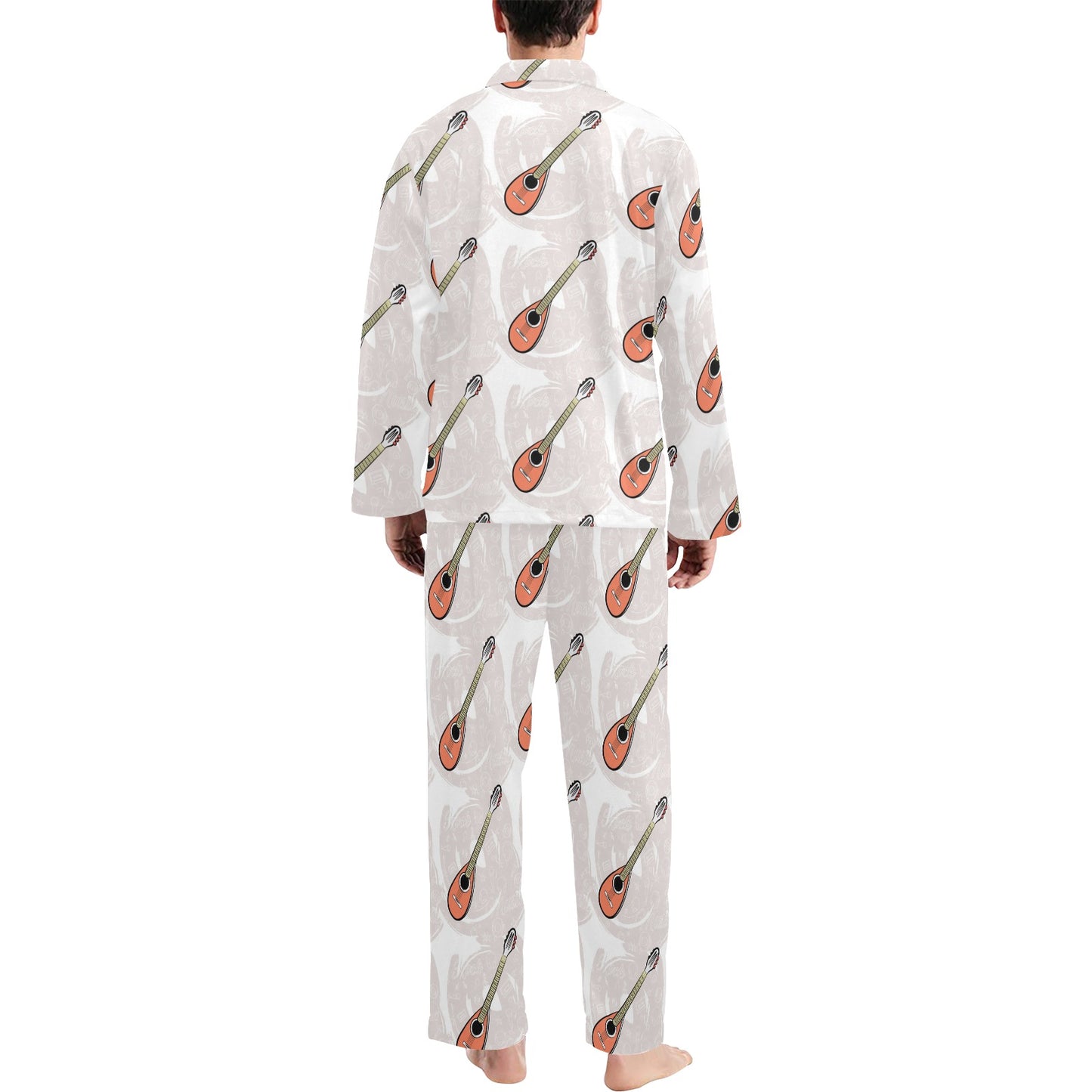 Mandolin Pattern Print Design 03 Men's Long Pajama Set