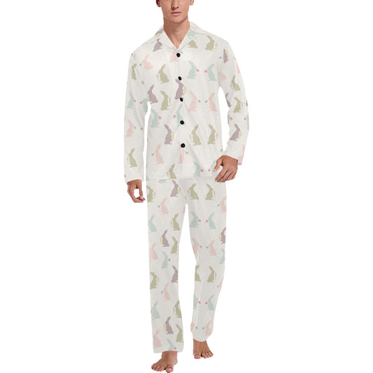 Bunny Pattern Print Design 05 Men's Long Pajama Set