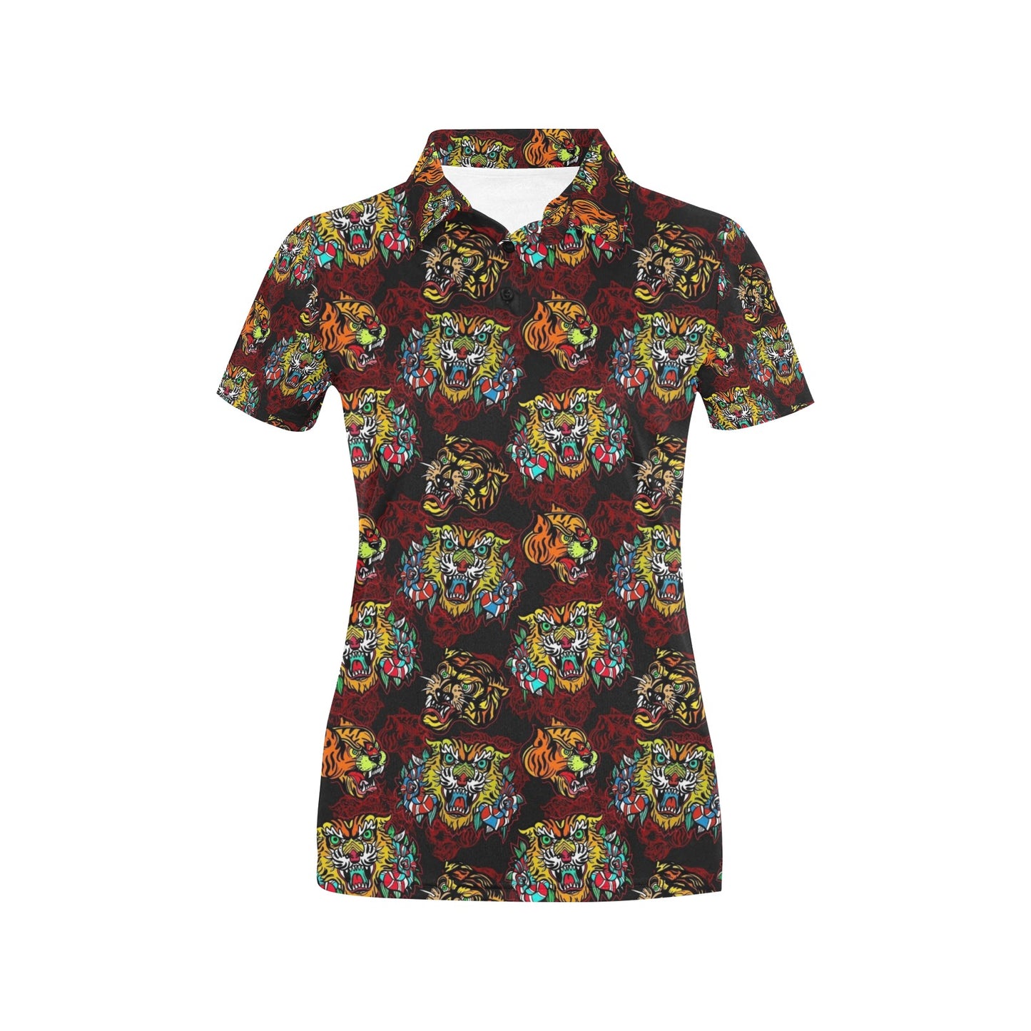 Tattoo Tiger Colorful Design Women's Polo Shirt