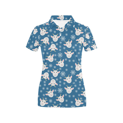 Goat Print Design LKS402 Women's Polo Shirt