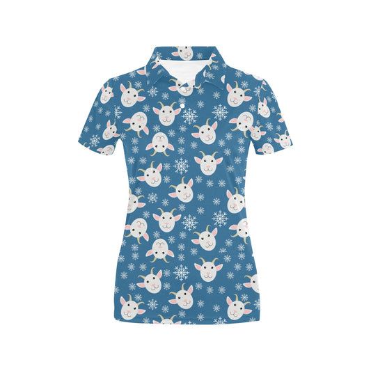 Goat Print Design LKS402 Women's Polo Shirt