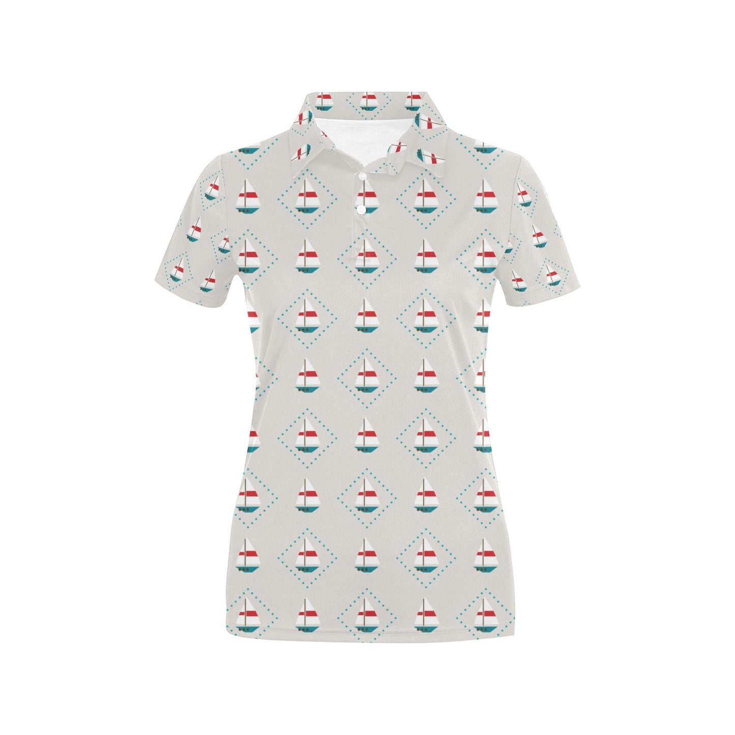 Sailboat Print Design LKS301 Women's Polo Shirt