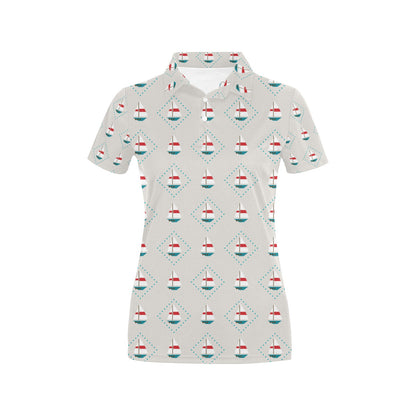 Sailboat Print Design LKS301 Women's Polo Shirt