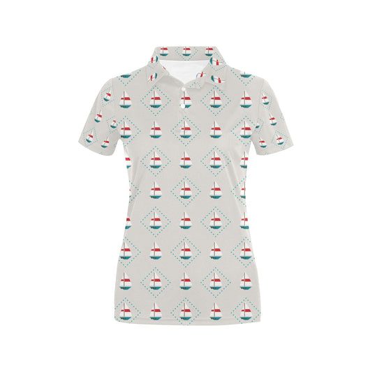 Sailboat Print Design LKS301 Women's Polo Shirt