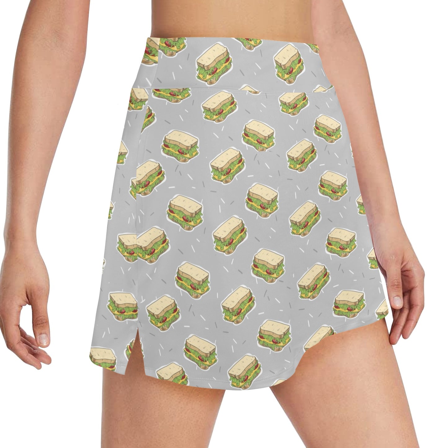 Sandwich Print Design LKS304 Women's Golf Skirt with Pocket