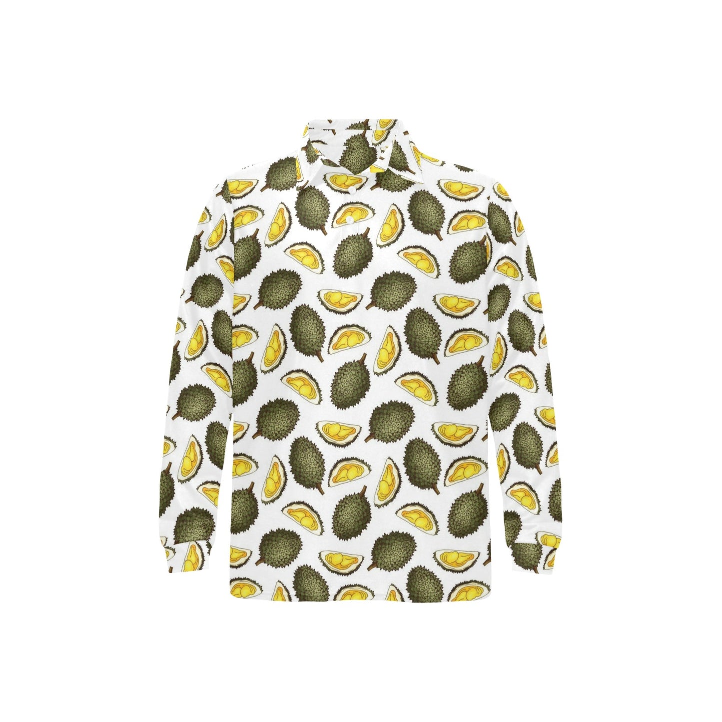 Durian Pattern Print Design DR03 Long Sleeve Polo Shirt For Men's
