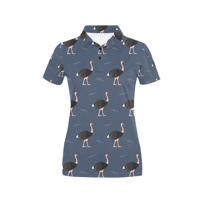Ostrich Pattern Print Design 04 Women's Polo Shirt