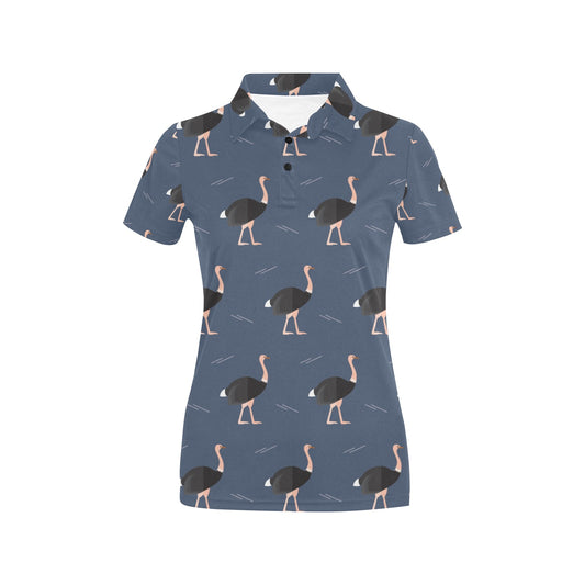 Ostrich Pattern Print Design 04 Women's Polo Shirt