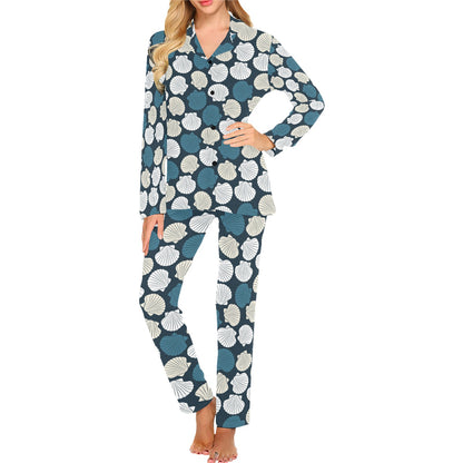 Seashell Print Design LKS3013 Women's Long Pajama Set