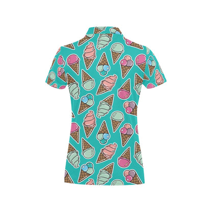 Ice Cream Pattern Print Design IC01 Women's Polo Shirt