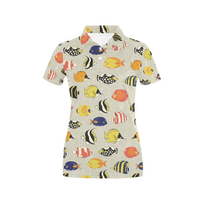 Angelfish Print Design LKS401 Women's Polo Shirt