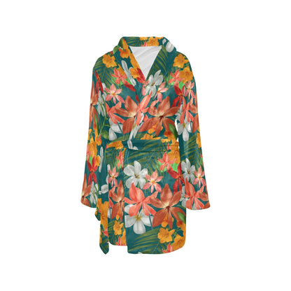 Amaryllis Pattern Print Design AL06 Women's Fleece Robe