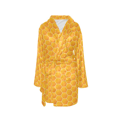 Honey Bee Honeycomb Print Design LKS3011 Women's Fleece Robe