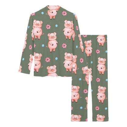 Pig Pattern Print Design 03 Women's Long Pajama Set