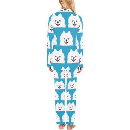 Pomeranians Pattern Print Design A05 Women's Long Pajama Set