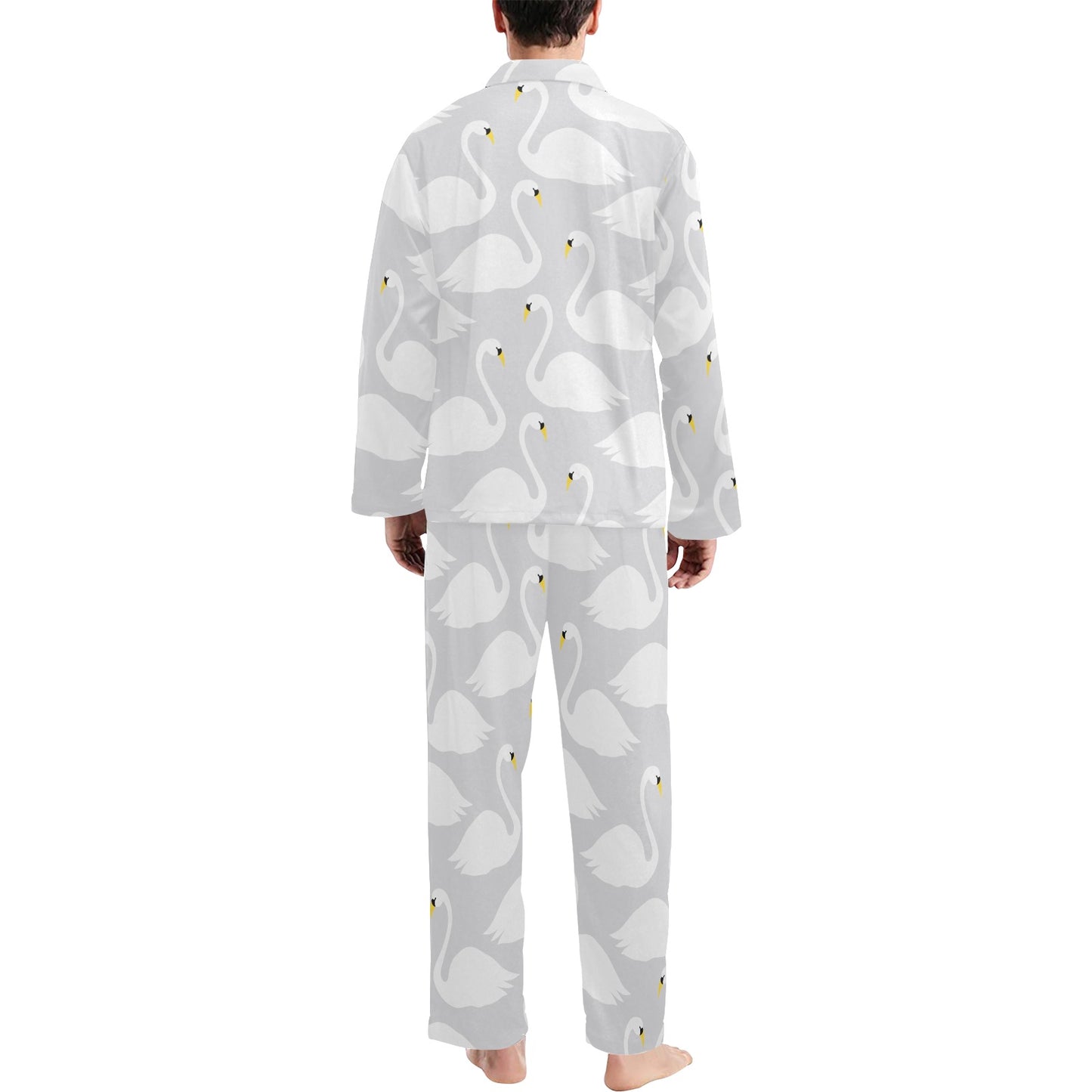 Swan Pattern Print Design 02 Men's Long Pajama Set