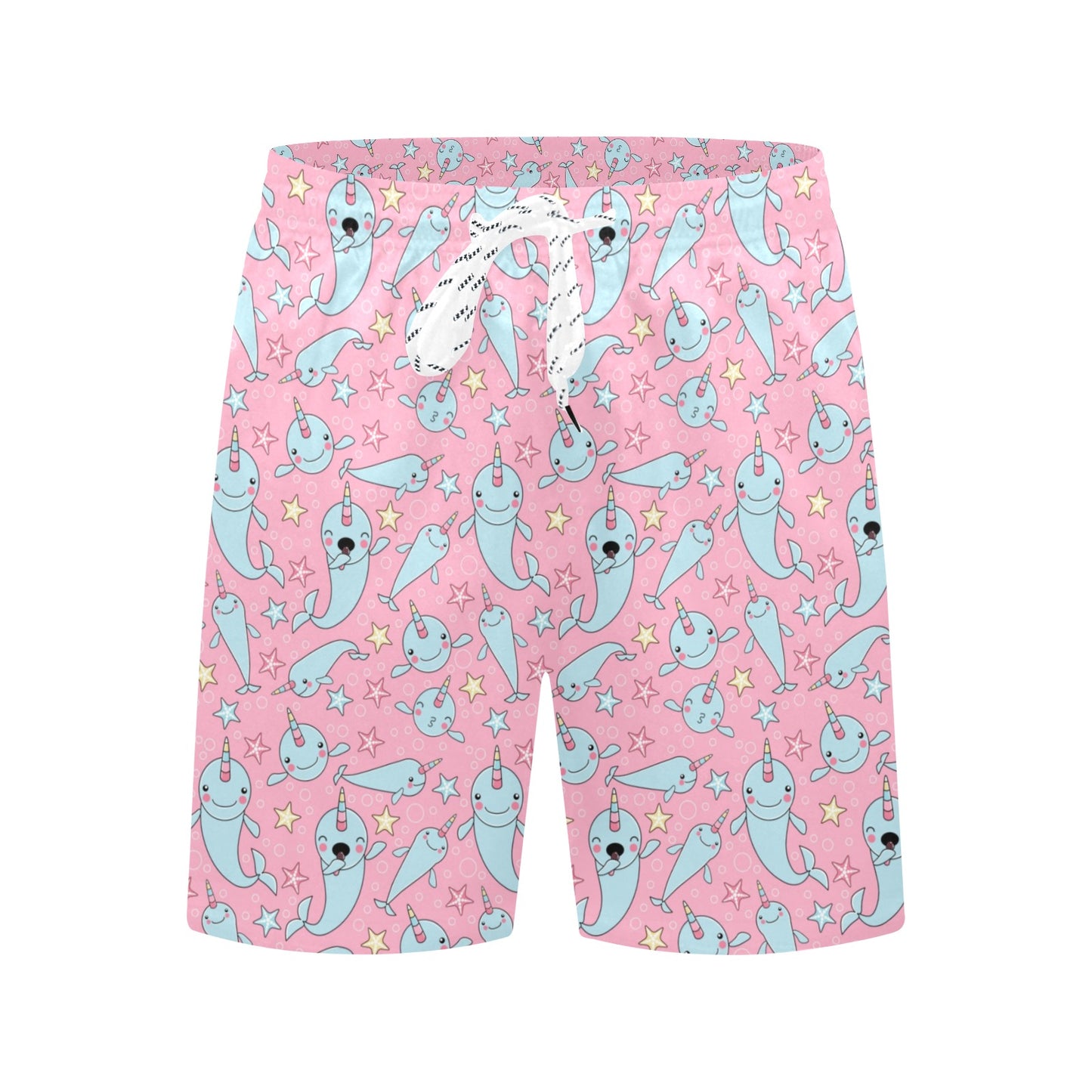 Narwhal Cartoon Cute Print Men's Swim Trunks Beach Shorts