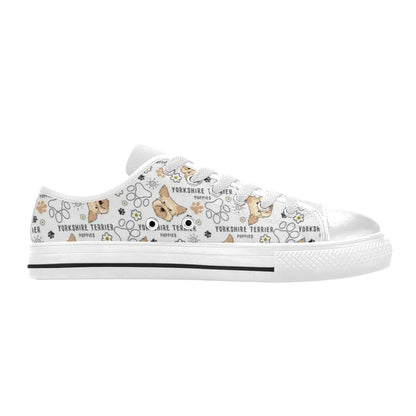 Yorkshire Terriers Print Design LKS308 Women's White Low Top Shoes