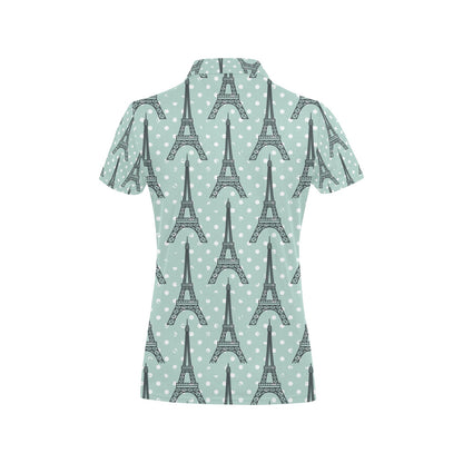 Eiffel Tower Polka Dot Print Women's Polo Shirt