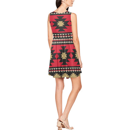 Navajo Pattern Print Design A04 Sleeveless Dress