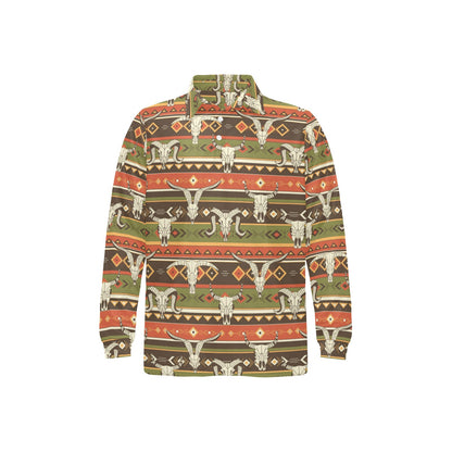 American indian Skull Animal Long Sleeve Polo Shirt For Men's