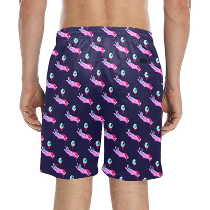 Zombie Pink Hand Design Pattern Print Men's Swim Trunks Beach Shorts