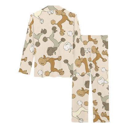 Poodle Pattern Print Design A01 Women's Long Pajama Set