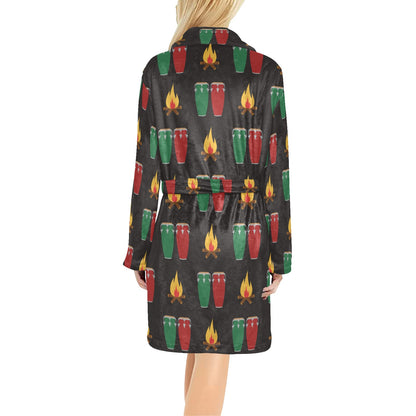 Conga Pattern Print Design 01 Women's Fleece Robe