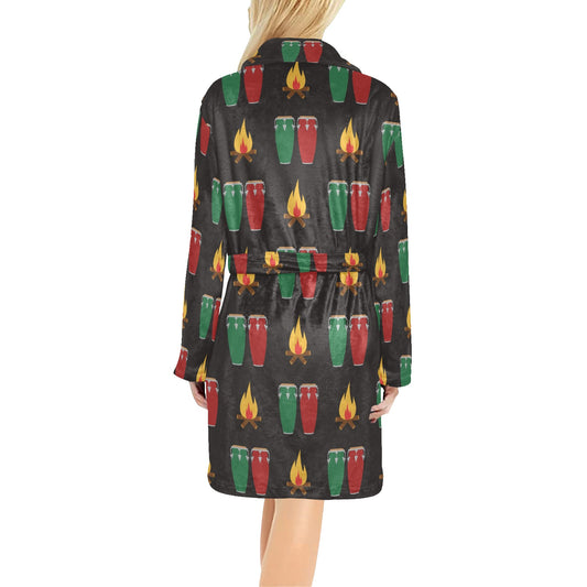 Conga Pattern Print Design 01 Women's Fleece Robe