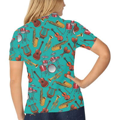 Drum Set Pattern Print Design 01 Women's Polo Shirt