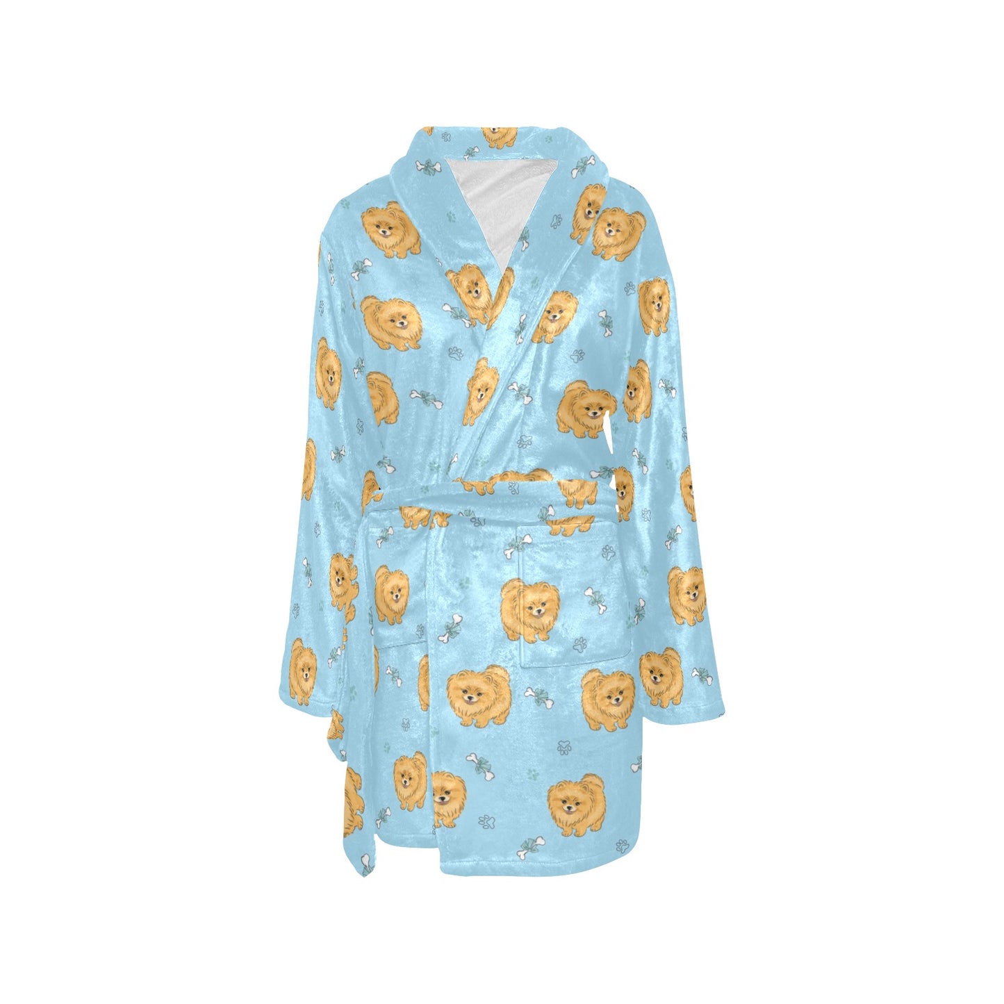 Pomeranians Pattern Print Design A03 Women's Fleece Robe