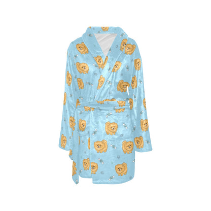 Pomeranians Pattern Print Design A03 Women's Fleece Robe