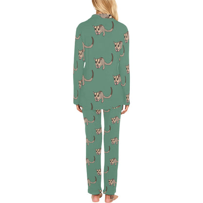 Sugar Glider Pattern Print Design 01 Women's Long Pajama Set
