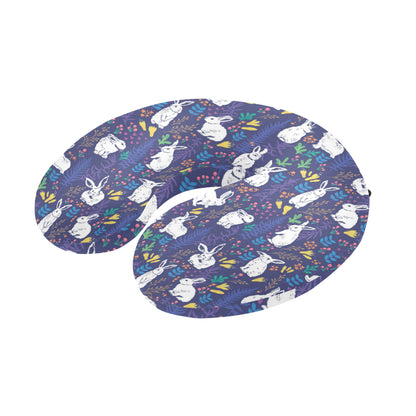 Bunny Pattern Print Design 01 U-Shaped Travel Neck Pillow