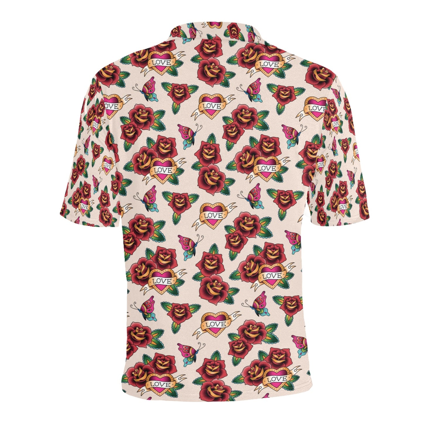 Tattoo Rose Print Design LKS302 Men Polo Shirt