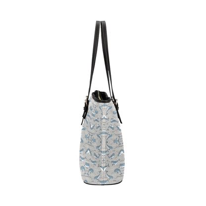 Narwhal Pattern Print Leather Tote Bag
