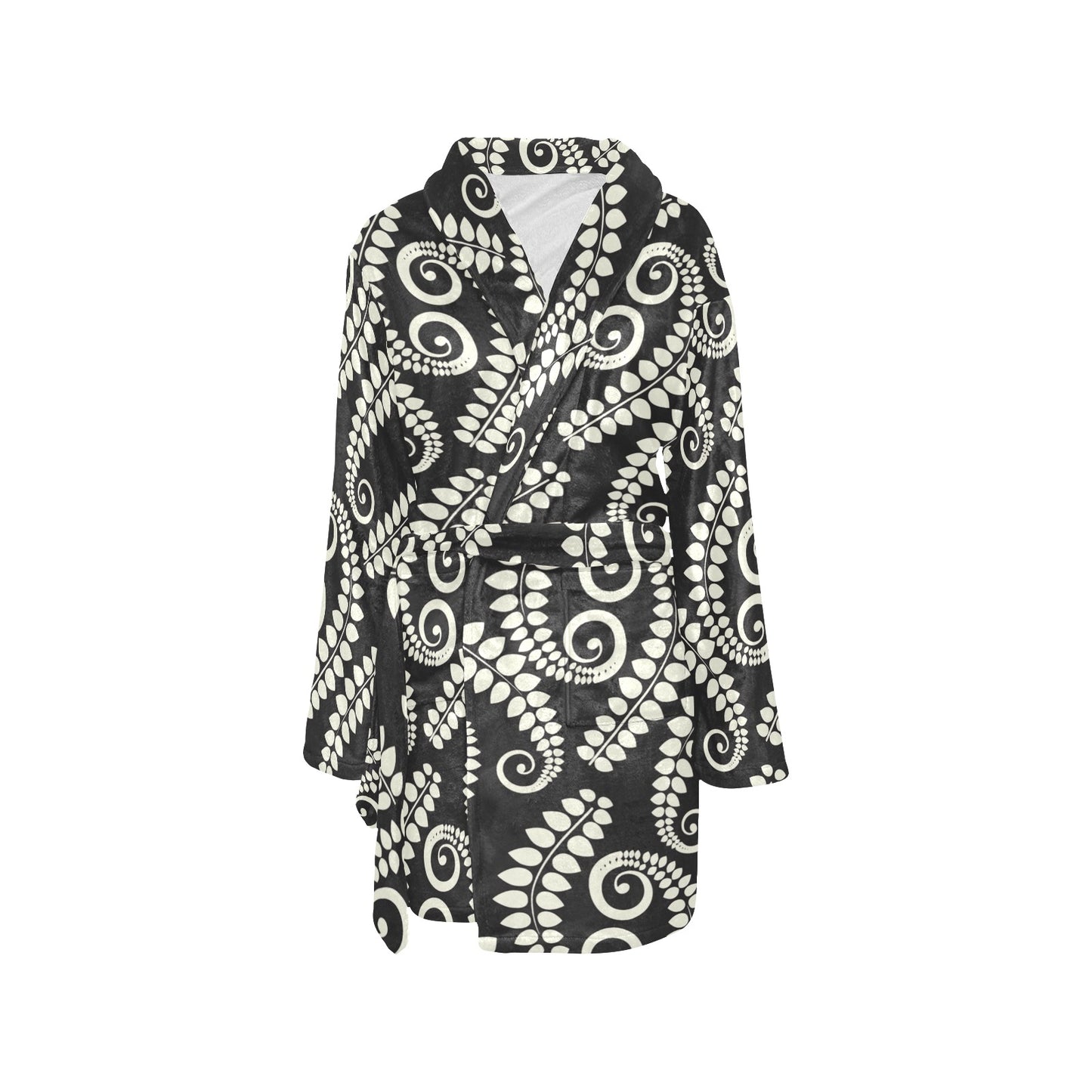 Fern Leave Print Pattern Women's Fleece Robe