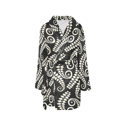 Fern Leave Print Pattern Women's Fleece Robe