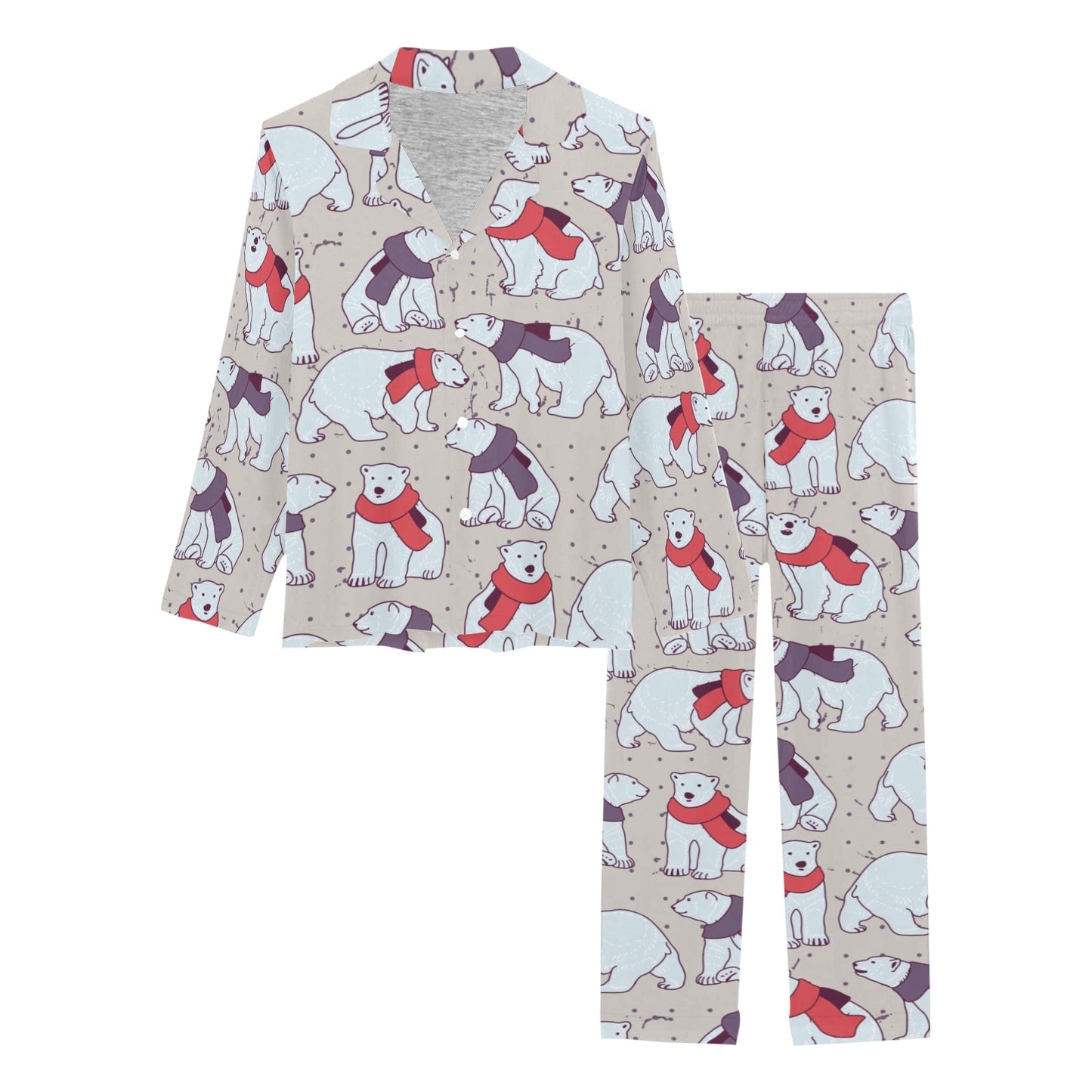 Polar Bear Pattern Print Design PB04 Women's Long Pajama Set